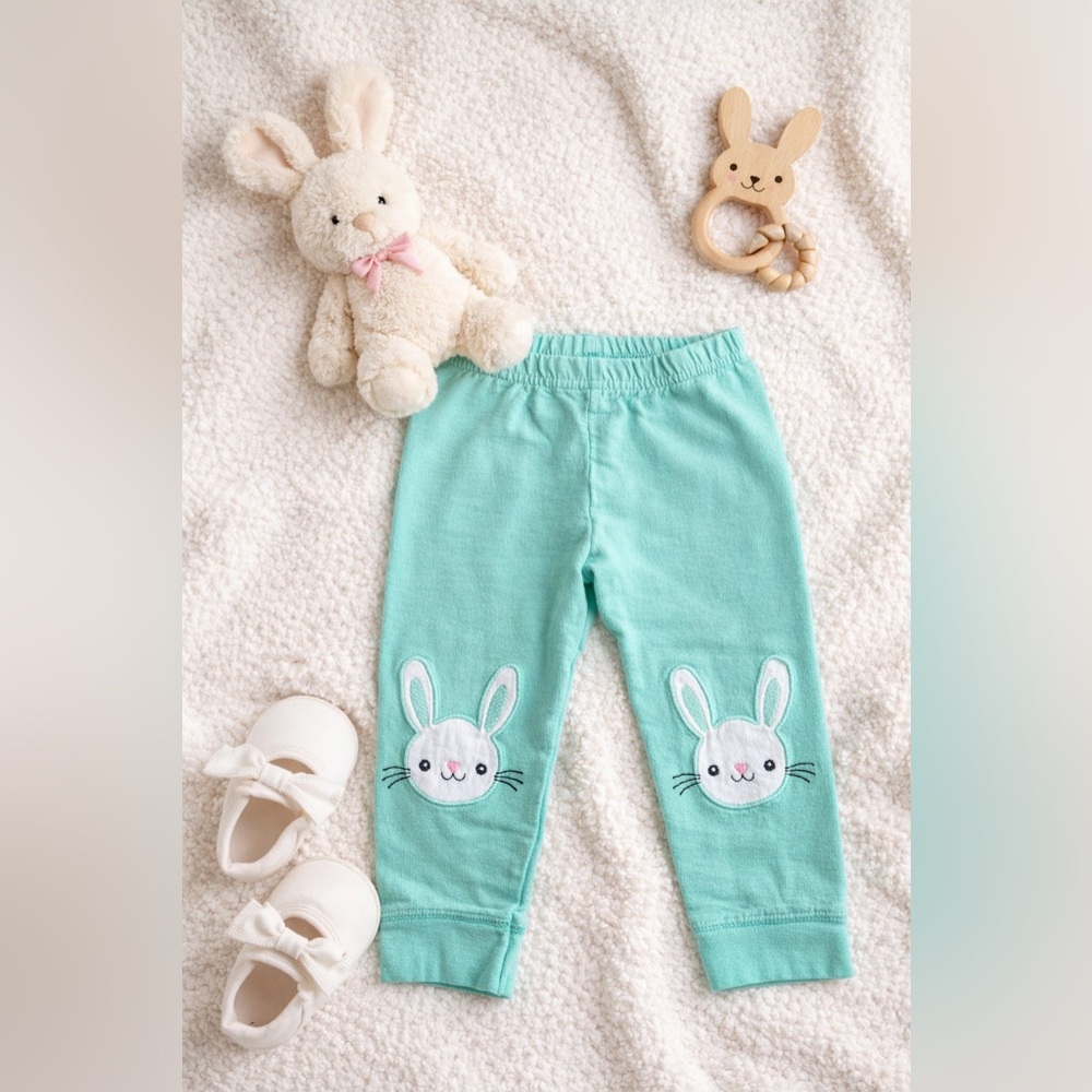 Bundles Baby Place Bunny Knee Pants 12–18 Months Blue Spring 100% Cotton